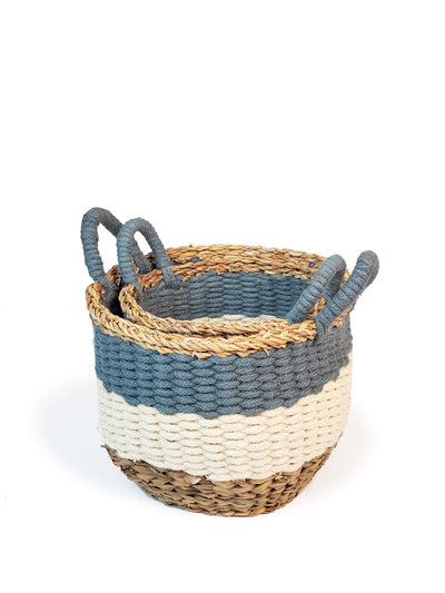 Ula Stripe Basket | Blue