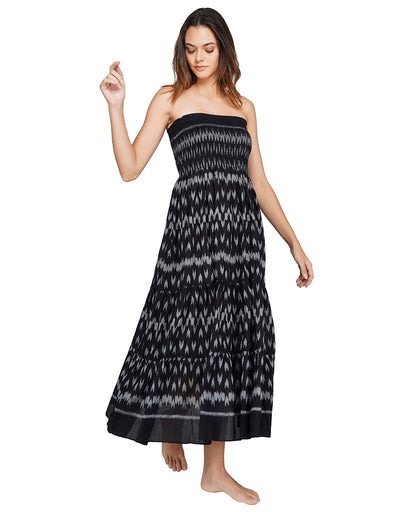 Black Ikat Tier Dress