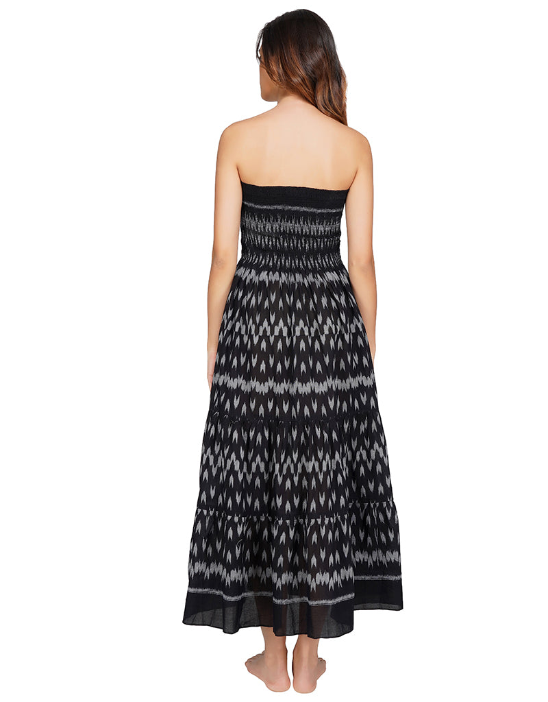 Black Ikat Tier Dress