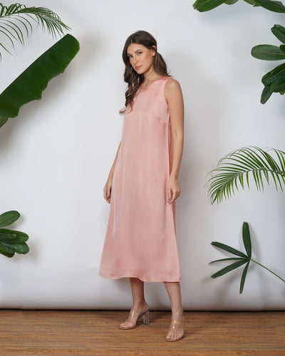 Vegan Silk Slip Dress | Coral