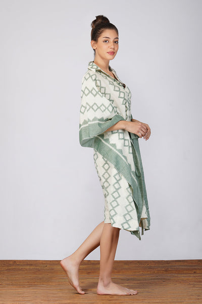 Green Ikat Kaftan Dress