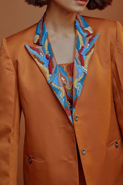 Rust Embroidered Blazer