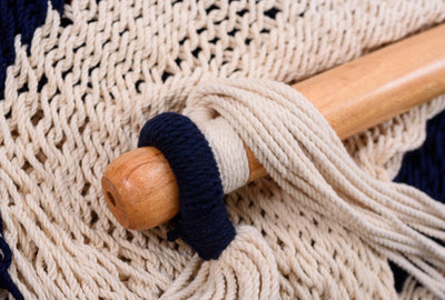 Colonial Navy Blue Cotton Hammock Swing with Tassels