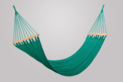 Teal Green Cotton Hammock (Wooden Bar)