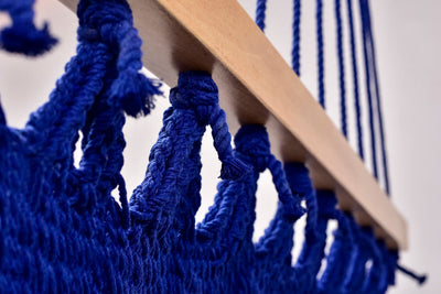 Cobalt Blue Cotton Hammock (Wooden Bar)