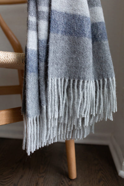 Campestre Alpaca Blend Throw | Grey/Blue