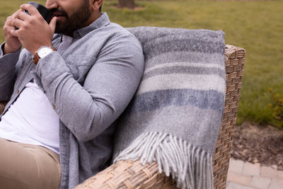 Campestre Alpaca Blend Throw | Grey/Blue