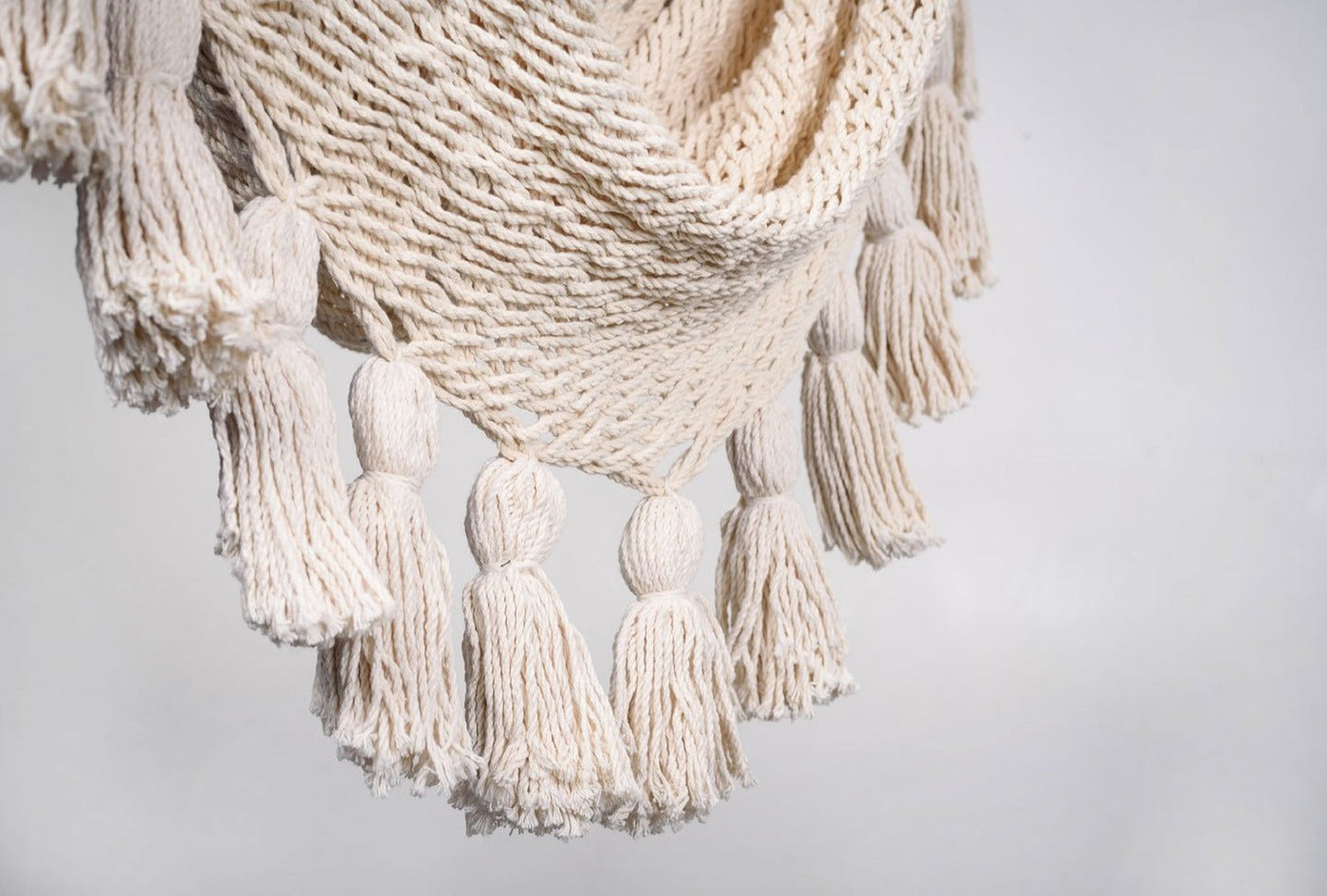 Boho Natural Cotton Hammock Swing with Tassels