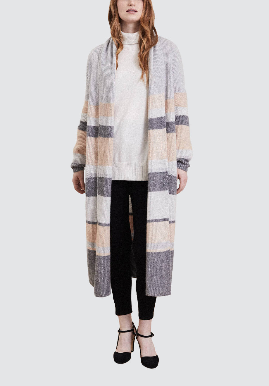 Ribbed Cashmere Coatigan | Striped