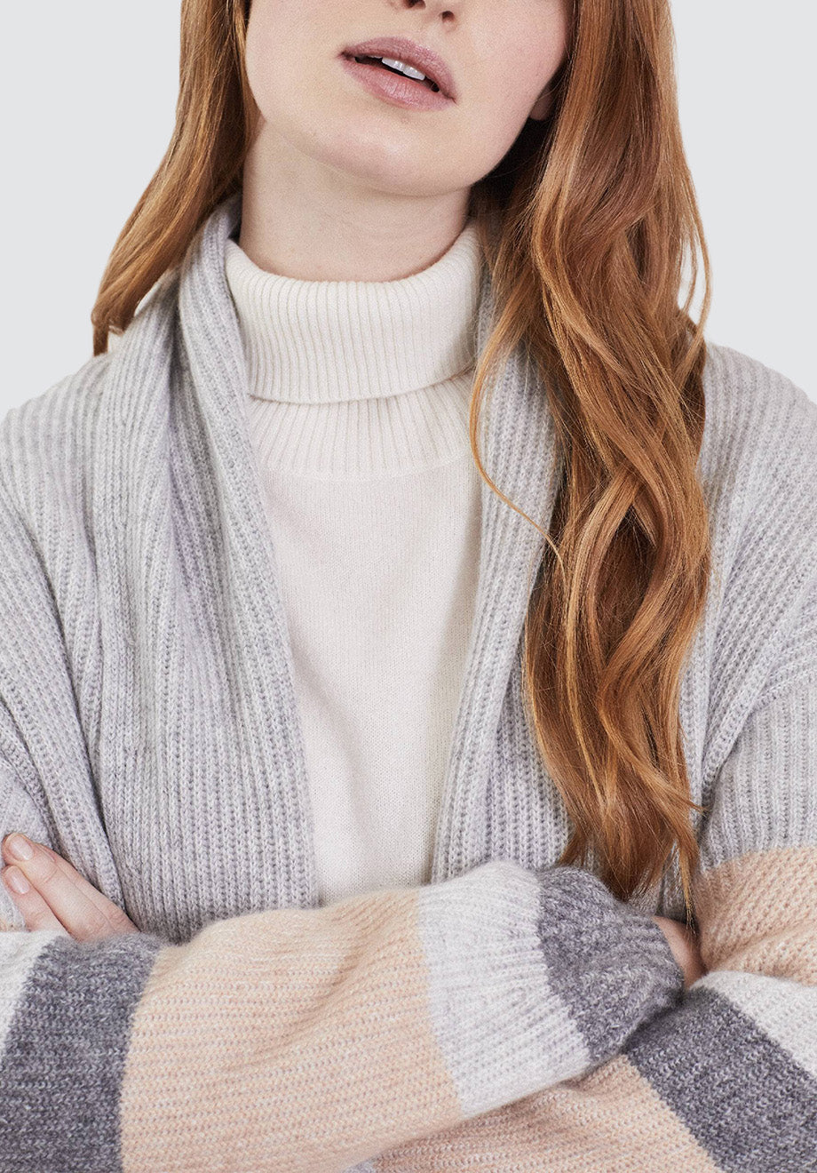 Ribbed Cashmere Coatigan | Striped