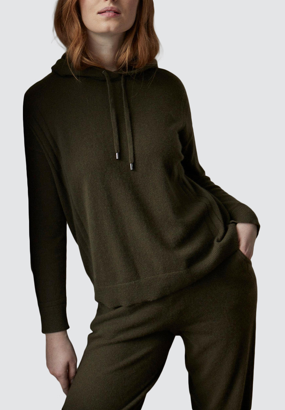 Cashmere Hoody | Khaki/Ballet