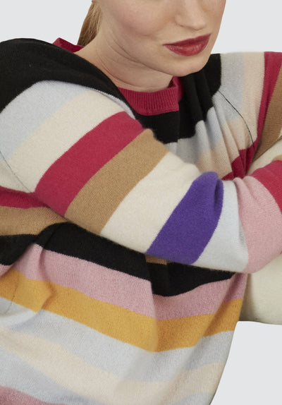 Relaxed Cashmere Crew Neck Sweater | Stripe