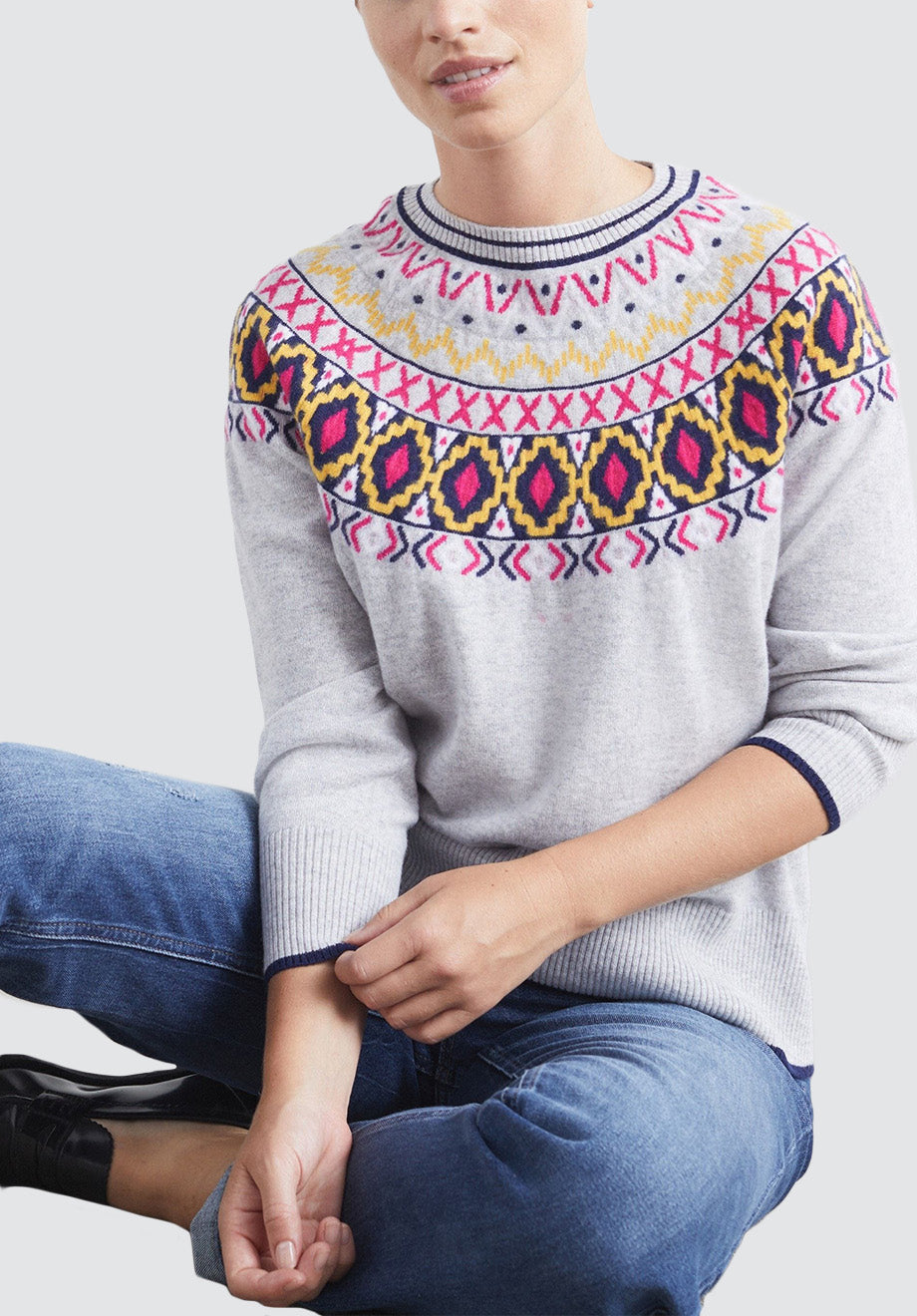 Easy Cashmere Sweatshirt | Bright Fairisle