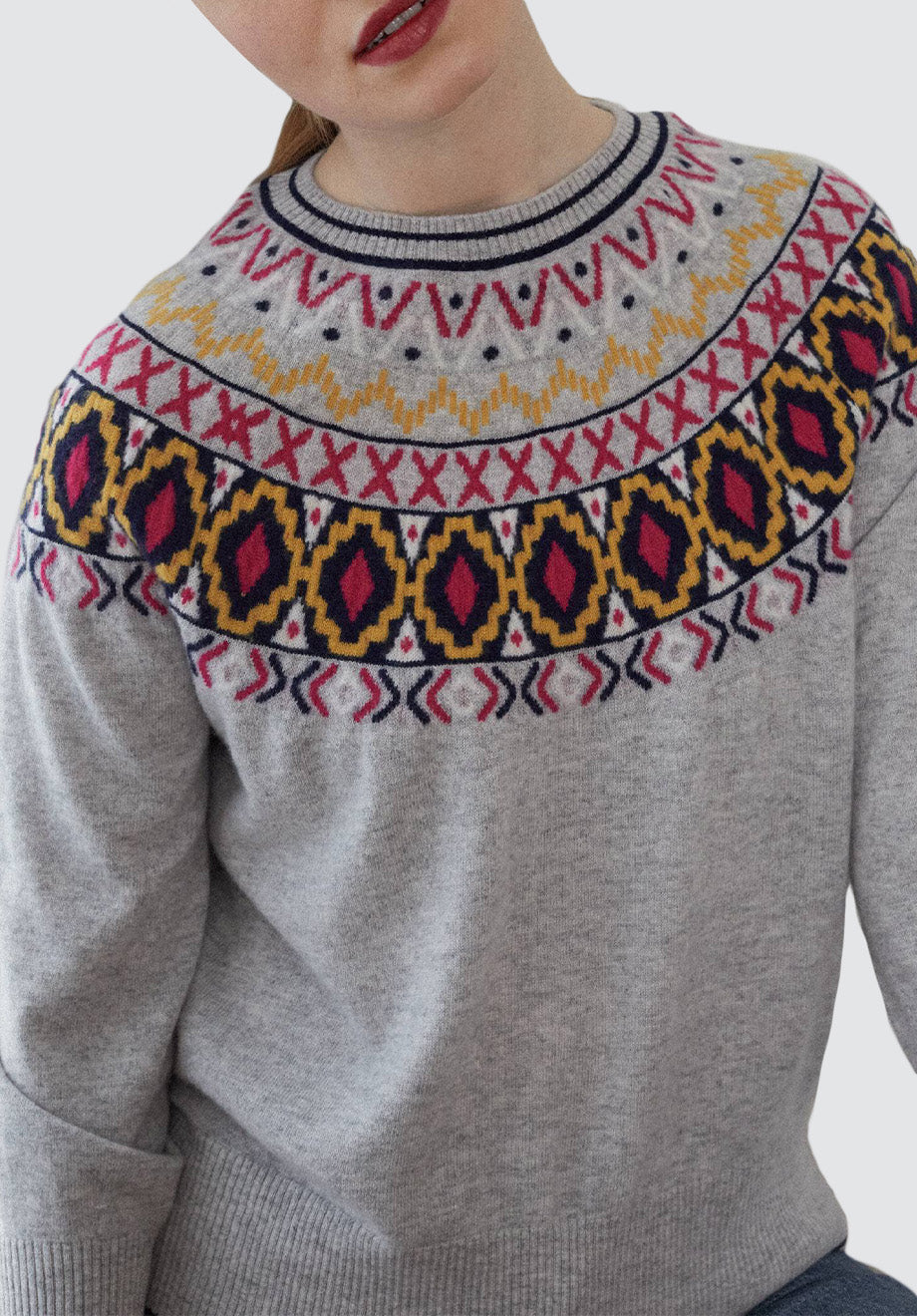 Easy Cashmere Sweatshirt | Bright Fairisle