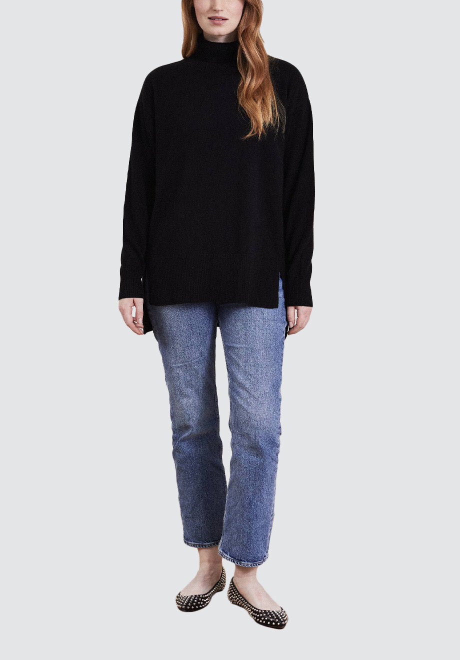 Polo Neck Cashmere Sweater | Black