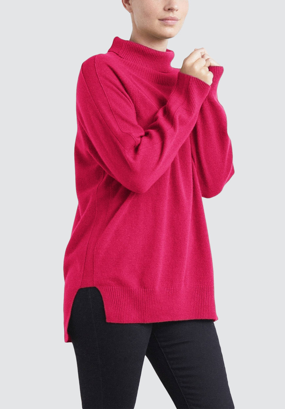 Polo Neck Cashmere Sweater | Cherry