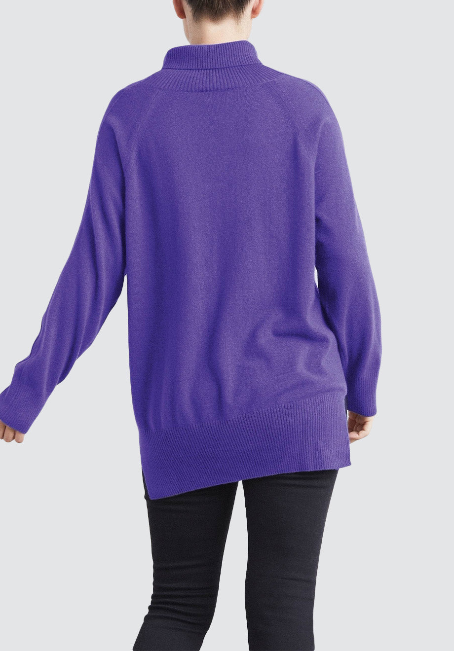 Polo Neck Cashmere Sweater | Purple