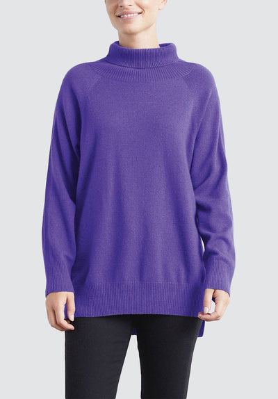 Polo Neck Cashmere Sweater | Purple