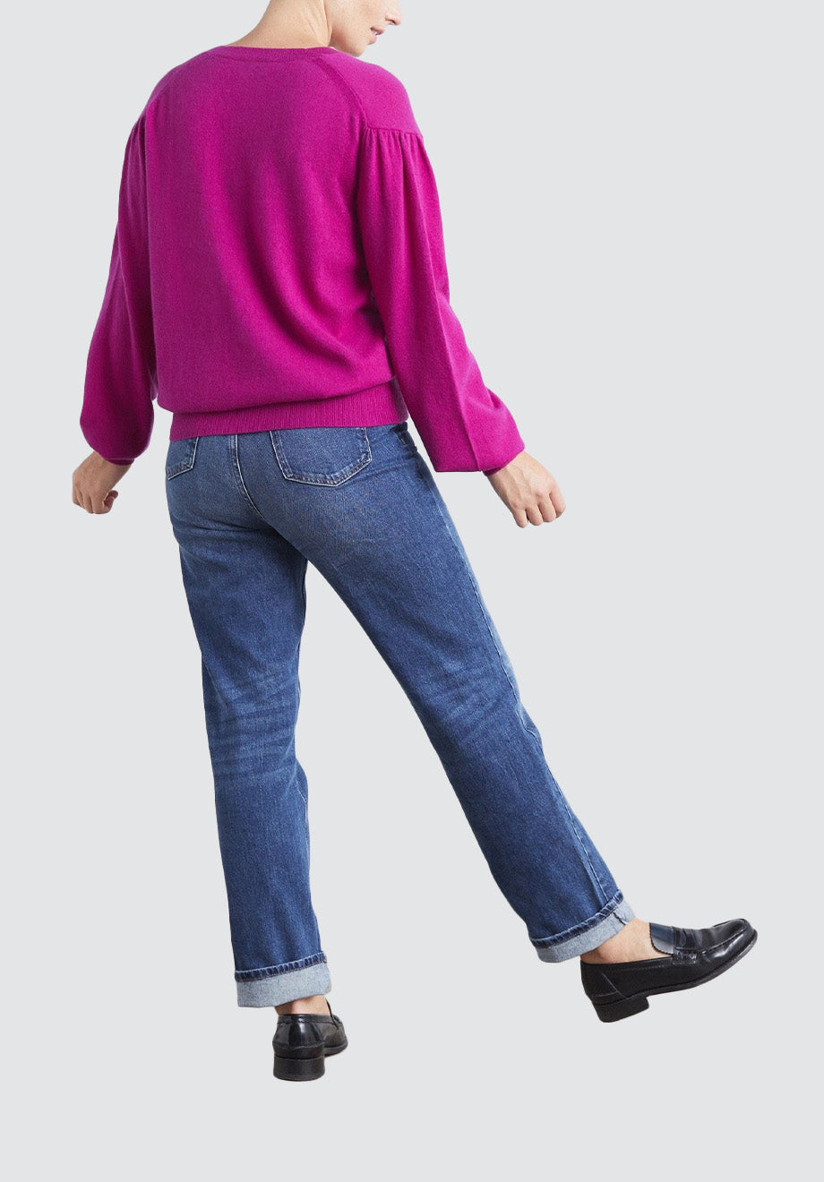 Cashmere V Neck Sweater | Magenta