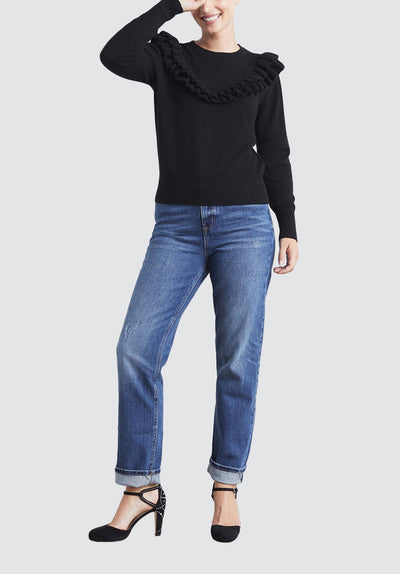 Ruffle Cashmere Sweater | Black