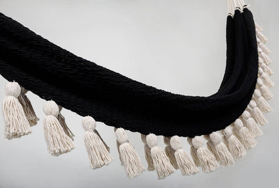 Boho Black Cotton Hammock with Tassels