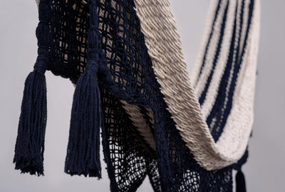 Colonial Navy Blue Cotton Hammock with Tassels