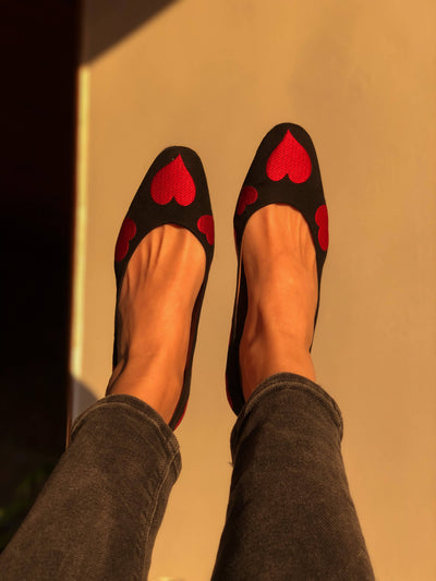 Red Vegan Heart Ballerinas