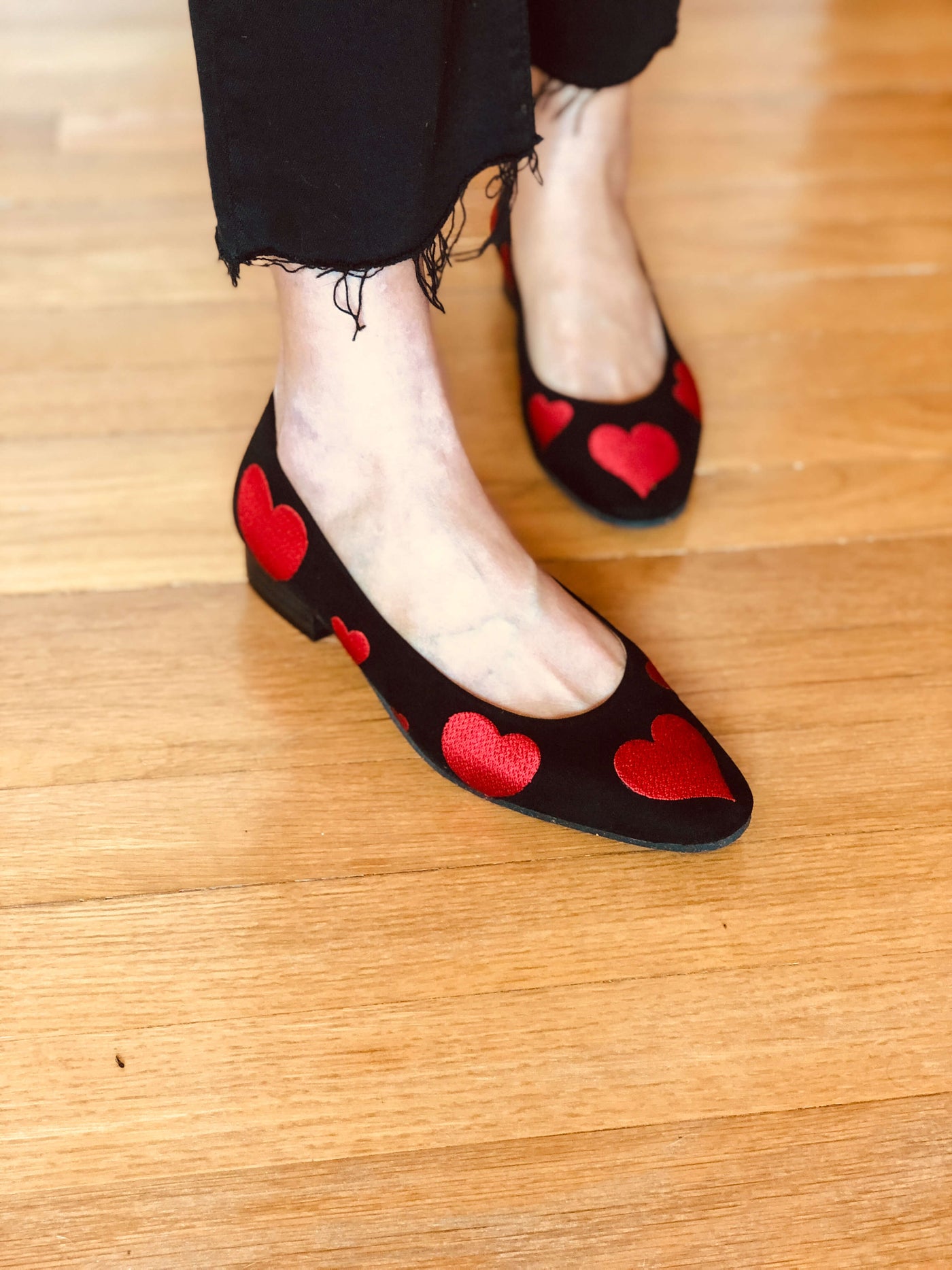 Red Vegan Heart Ballerinas