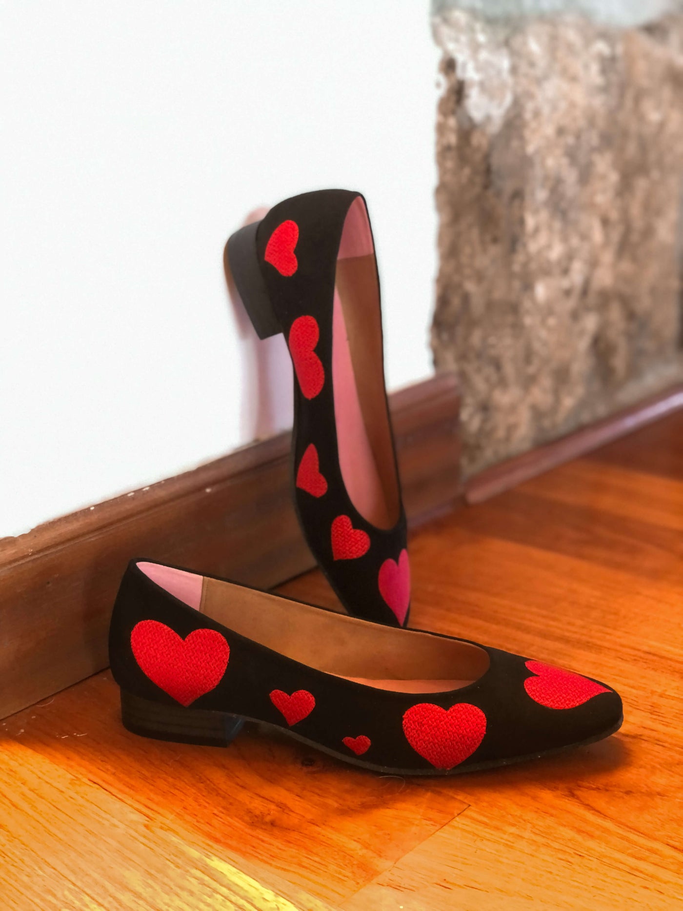 Red Vegan Heart Ballerinas