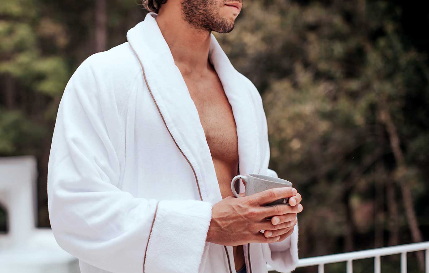 Organic Cotton Velour Robe - Mens