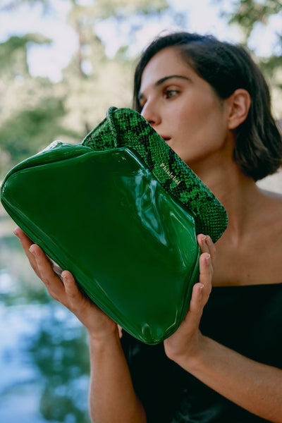 Constanza Clutch | Green Patent Leather