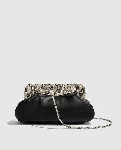 Constanza Maxi Clutch | Black & Python