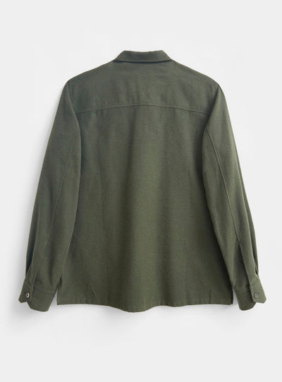 Recycled Italian | Neem Green Flannel Over-Shirt