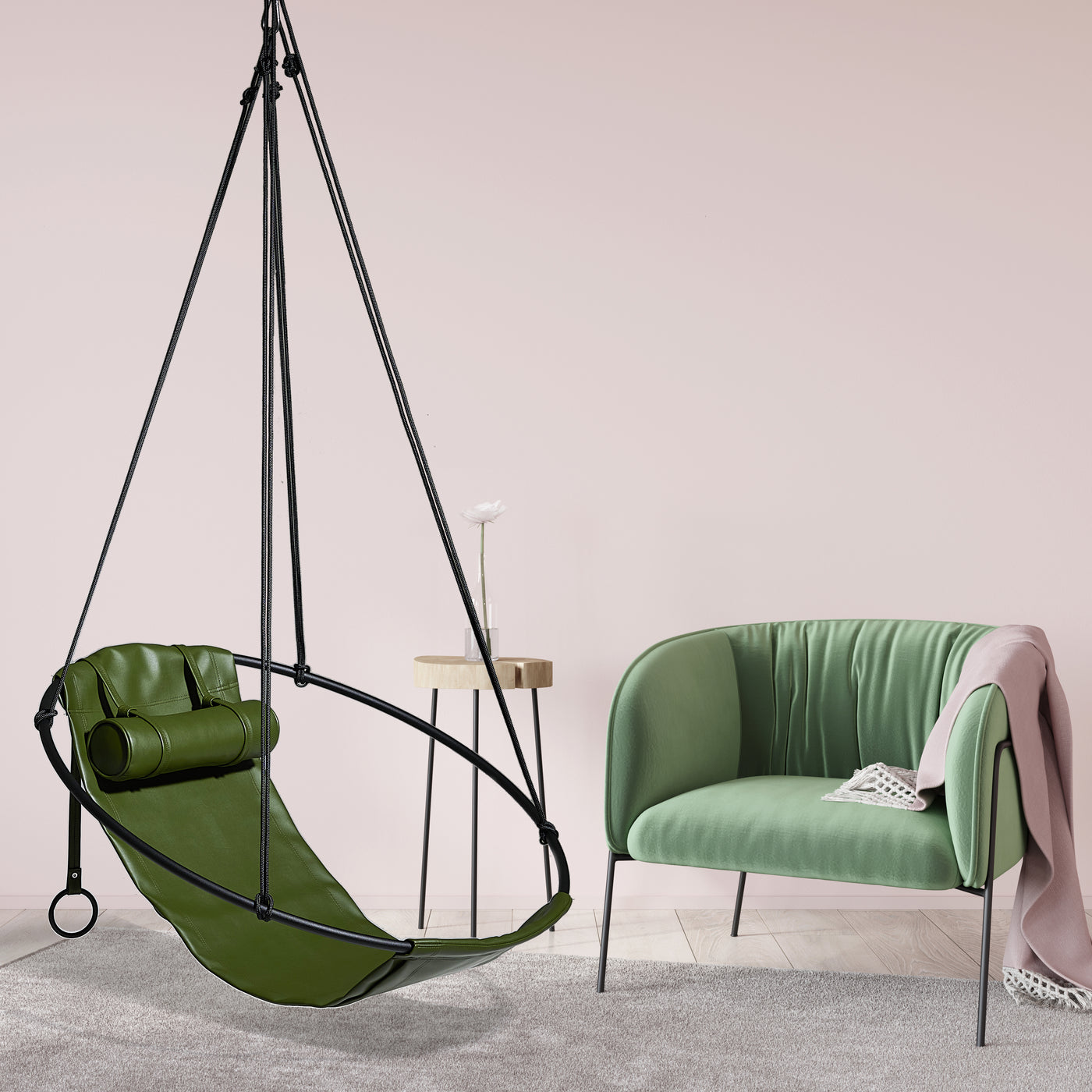 Sling Eco Vegan Cactus Leather Hanging Chair