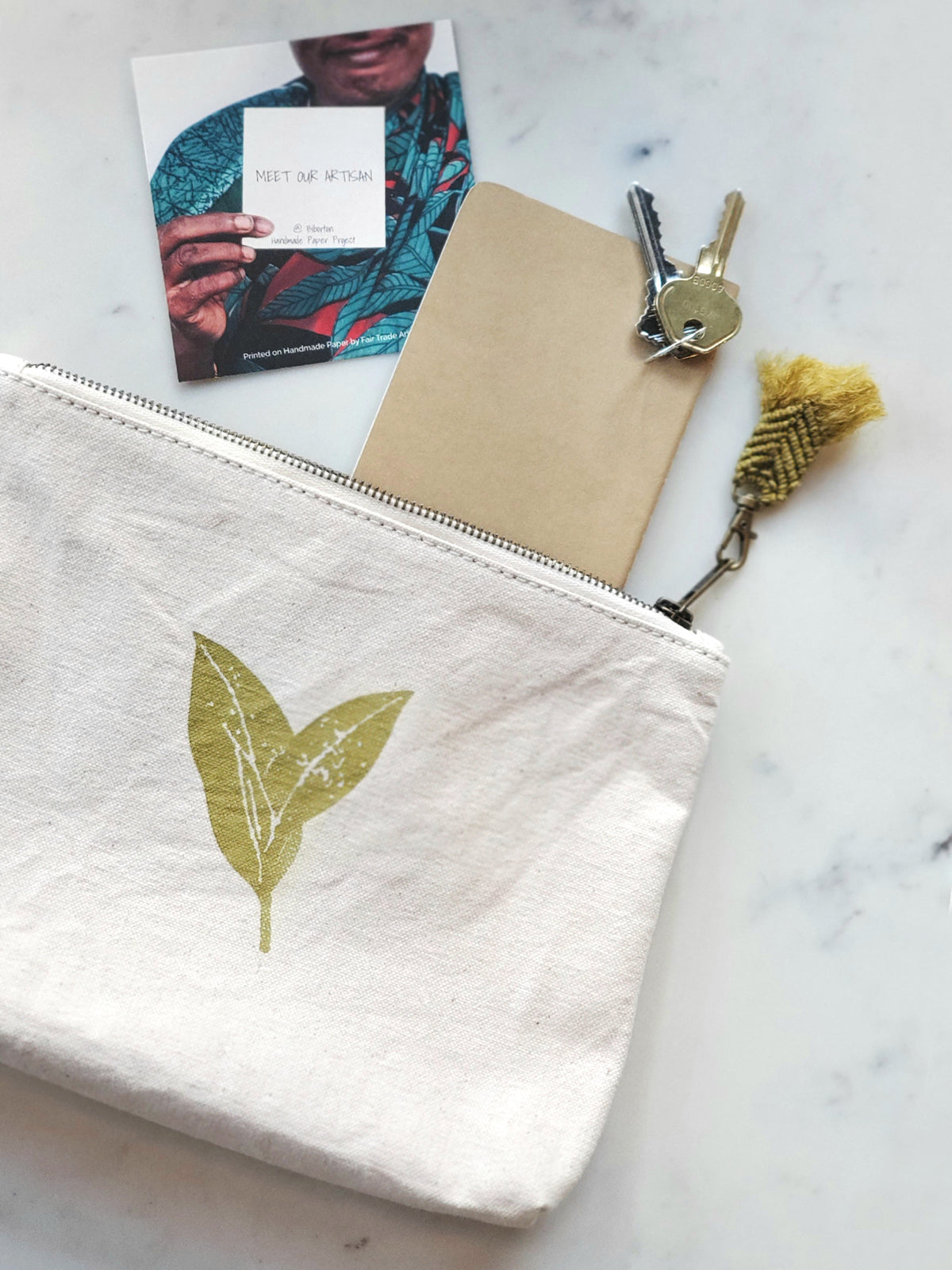 Hand Screen Printed Cotton Canvas Pouch | Nature