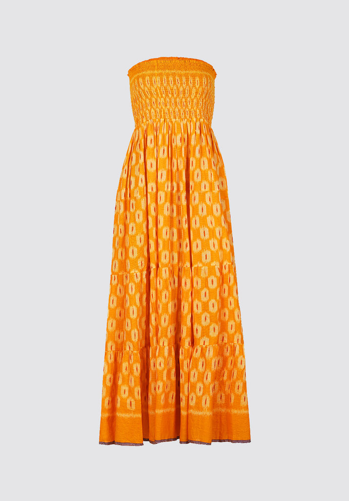 Yellow Ikat Tier Dress