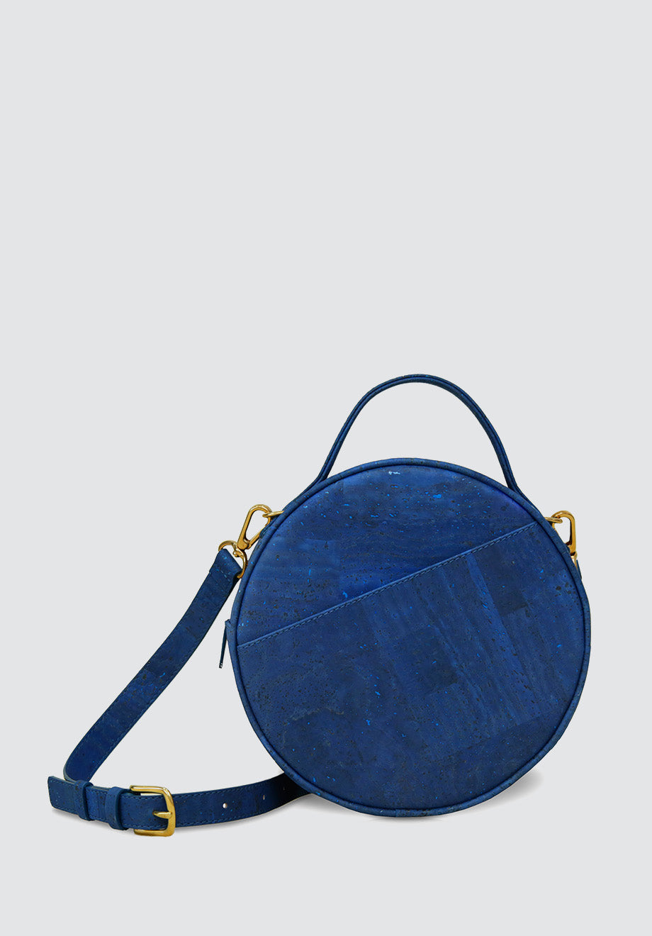 BETA Handcrafted Cork Vegan Round Shoulder Bag | Navy