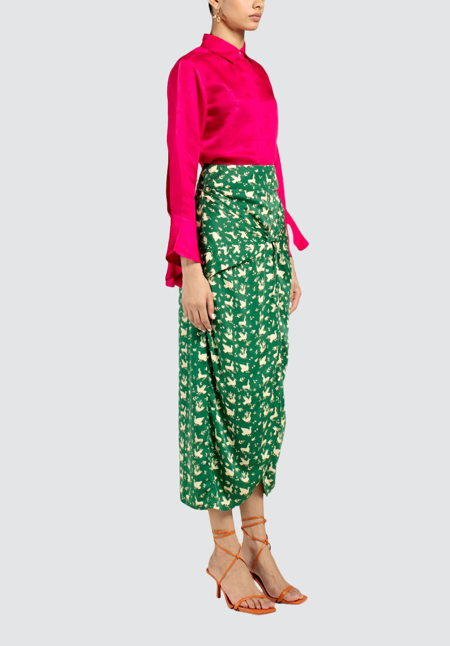 Chidiya Draped Skirt | Green