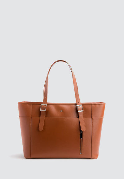 Miley | Tan Vegan Leather Laptop Bag