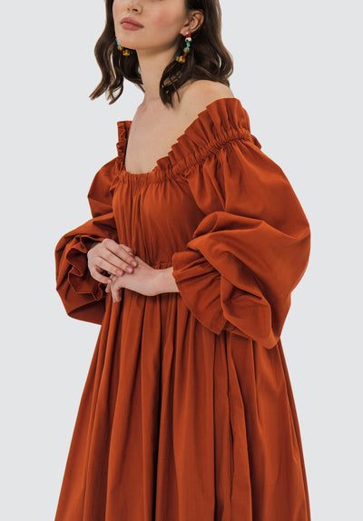 Ophelle Midi Dress | Burned Orange