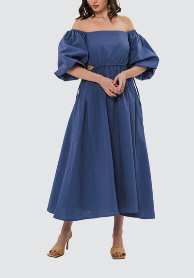 Lauren Linen Dress | Deep Blue