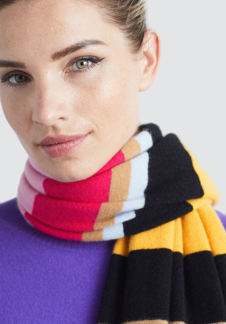 Patterned Cashmere Scarf | Stripe