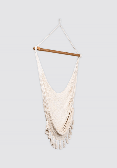 Boho Natural Cotton Hammock Swing with Tassels