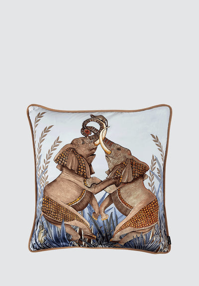 Dancing Elephant | Mist Velvet Cushion Cover