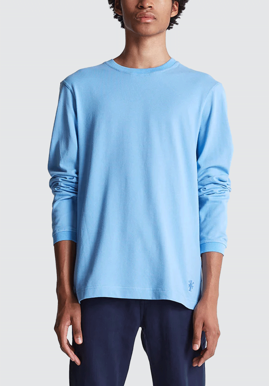 Cotton Long Sleeve Pique | Della Robbia Blue