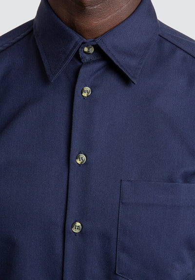 1 Pocket Cotton Shirt | Black Iris (Navy)