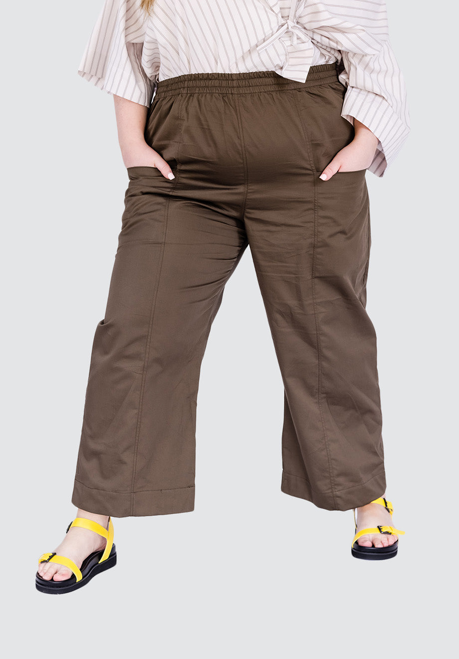 Gathered Waist Pants | Khaki