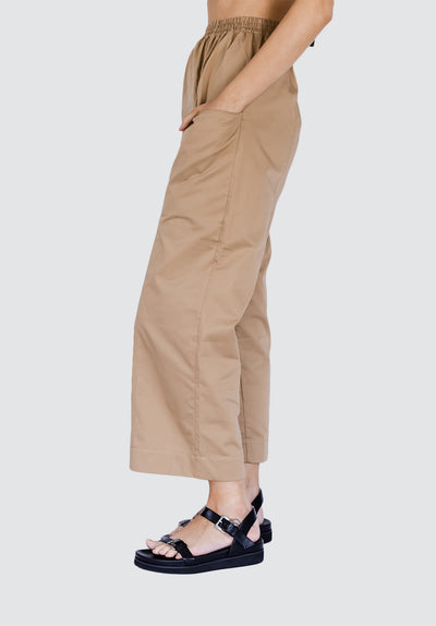 Gathered Waist Pants | Tan