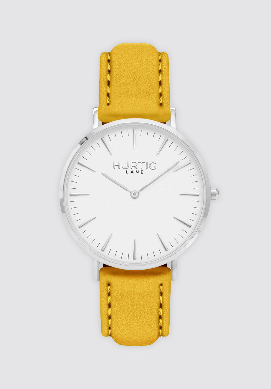 Hymnal Vegan Suede Watch Silver | White & Mustard