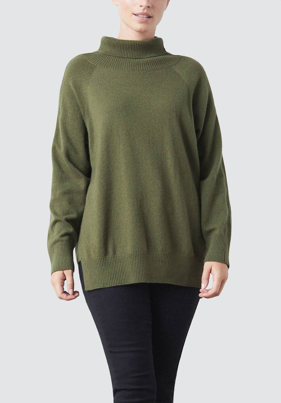 Polo Neck Cashmere Sweater | Khaki